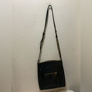 Elliott Lucca black Pebbled Leather Crossbody/Shoulder Bag Chain Strap